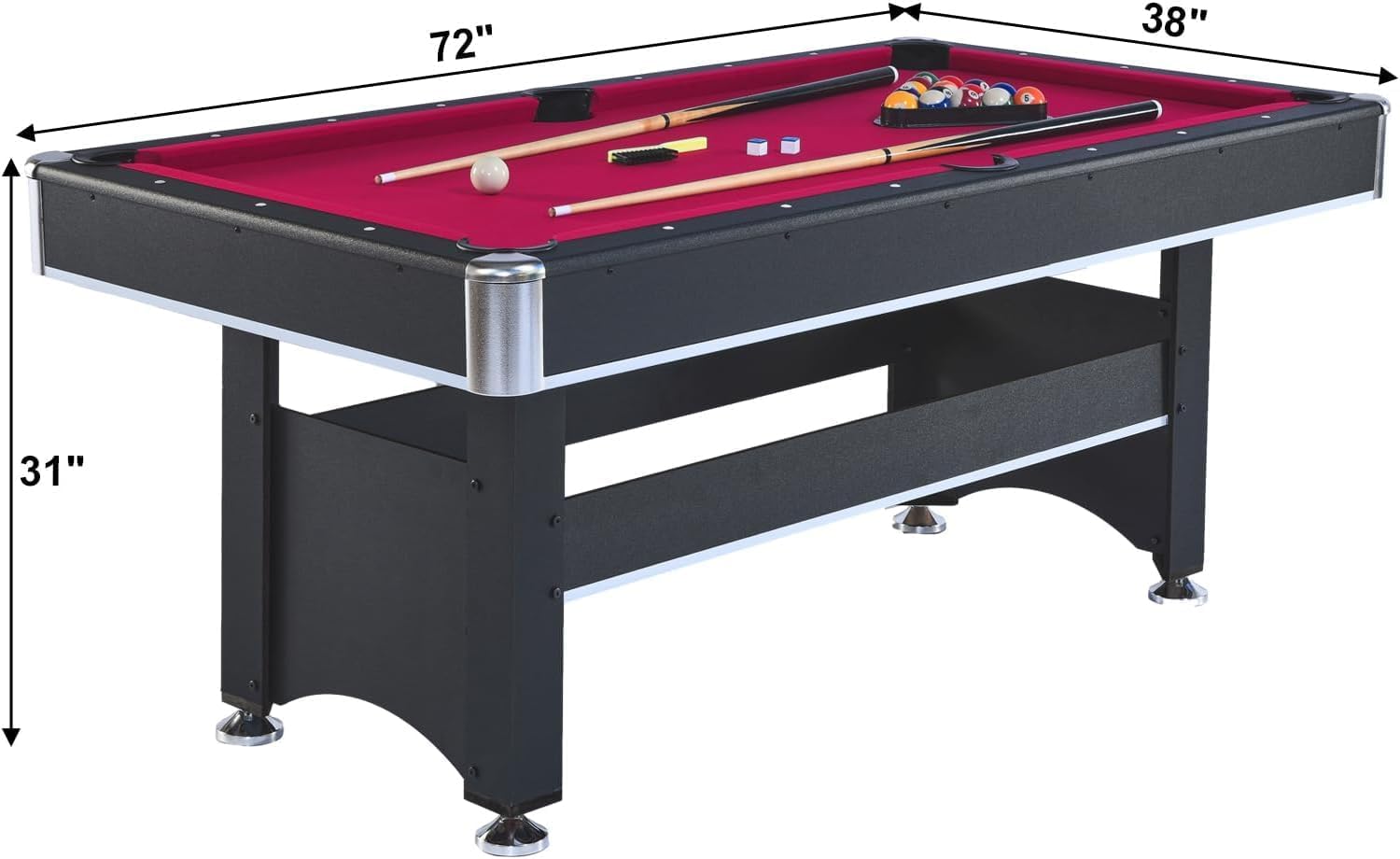 2 in 1 Pool and Table Tennis Multi Game Table, 6-Foot Modern Billiards Table with Conversion Top of Table Tennis
