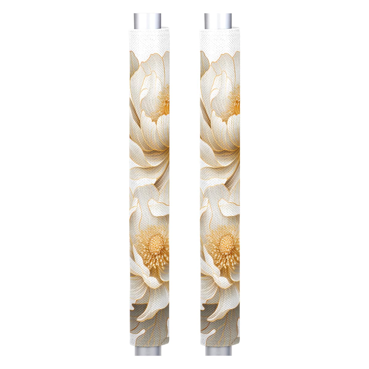 JXDXHCW 2 Pack Golden Jasmine Flower Refrigerator Handle Covers for Kitchen Appliances, Fridge Handle Covers Set of 2 Washable