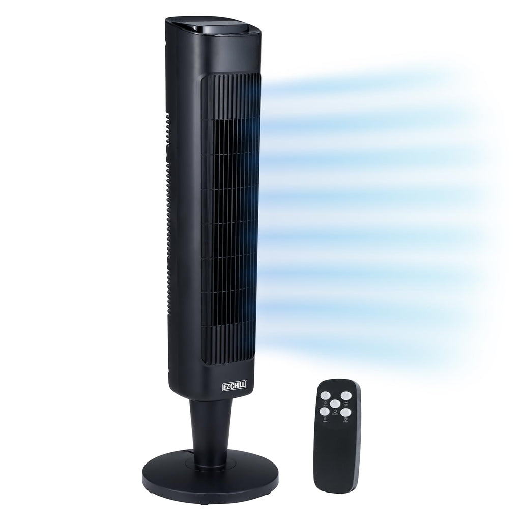 36” Tower Fan with Remote Control for Home, 60 Degree Oscillation, 3 Speeds, 12H Timer, Carry Handle, Black