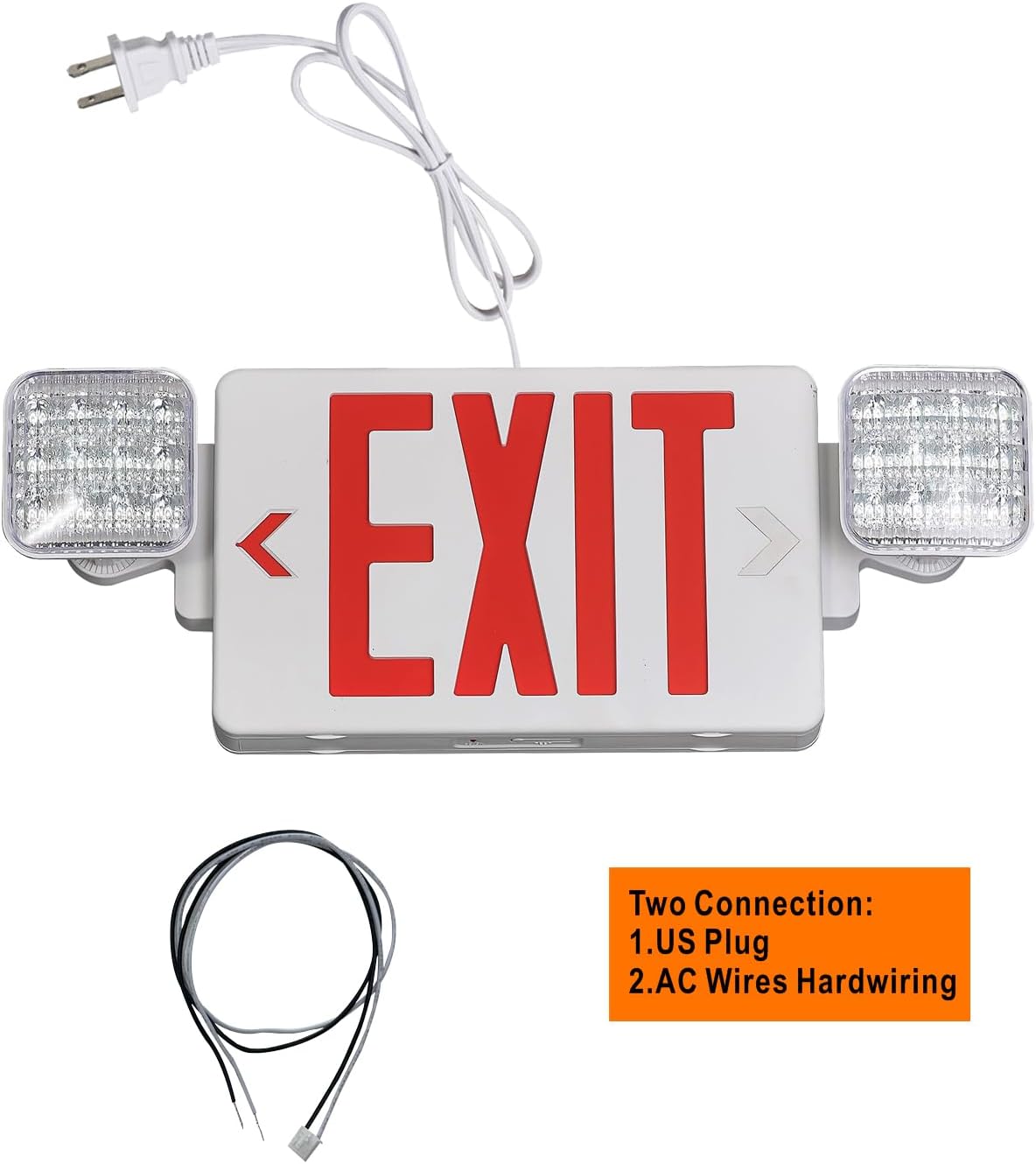 Red Exit Sign with Emergency Lights, 1.0 Meter Plug in Exit Sign with Battery Backup Lights for Business, Commerical