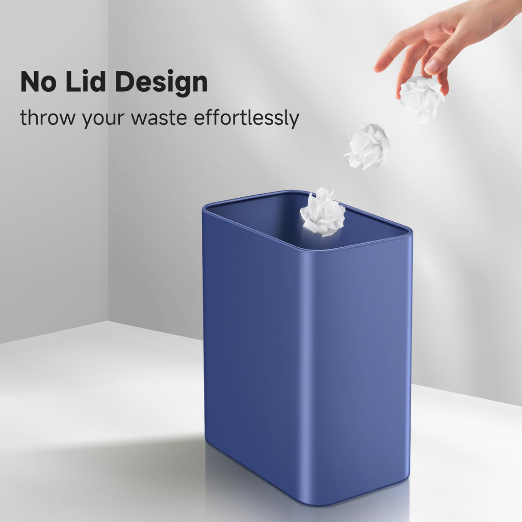 Small Bathroom Trash Can, 2.1 Gallons, Under Sink Wastebasket, Blue