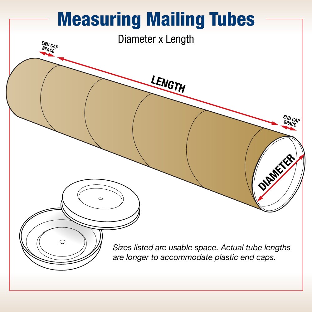 Mailing Tubes, 3" W x 24" H, 24-Pack - Heavy-Duty Round Corrugated Tubes for Mailing and Storage of Blueprints