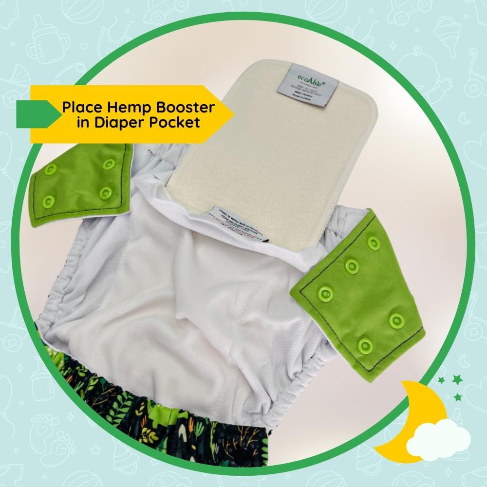 4-Layer Hemp Diaper Inserts – Overnight Boosters for Heavy Wetters – Reusable Absorbency Doublers – Fits Pocket