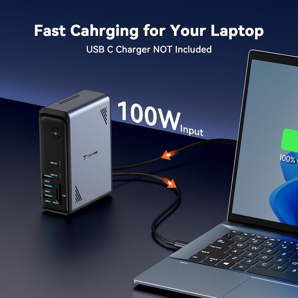 18 in 1 Laptop Docking Station 3 Monitors,Triple 4K HDMI,9 USB C/A | Docking Station with 3HDMI,Ethernet,PD 3.0,Fits