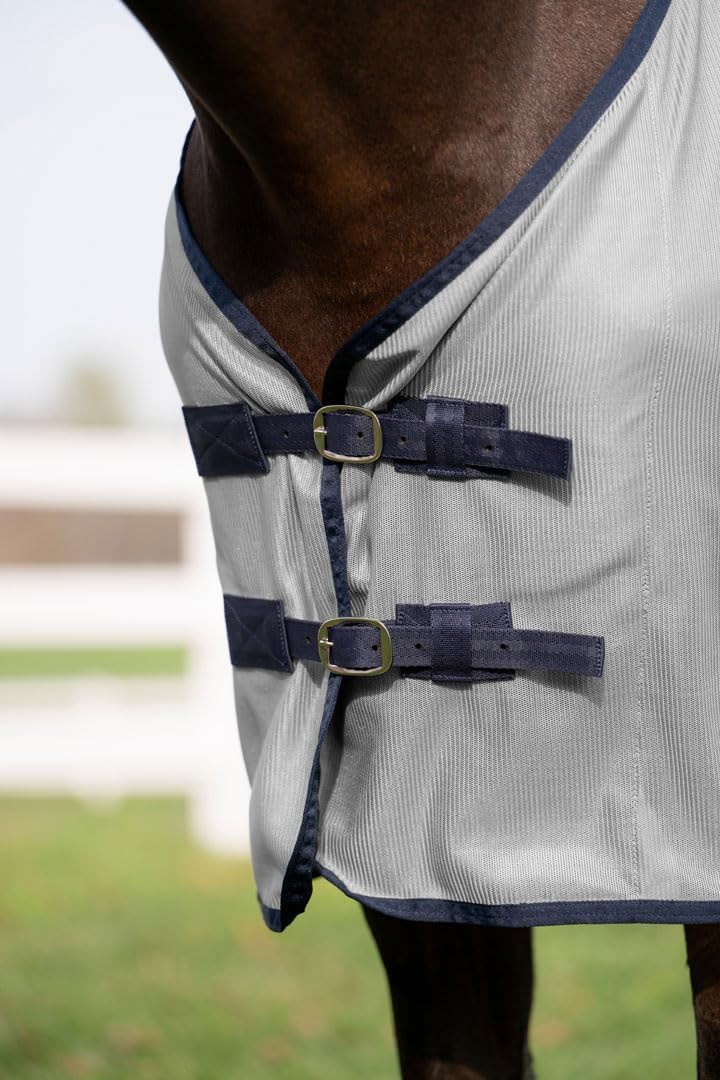 Miller's Fly Sheet for Horses-Gray with Royal Trim-78