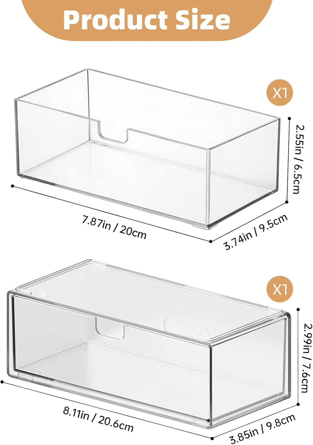 Stackable Medicine Cabinet Makeup Organizer for Bathroom, 2 Pack