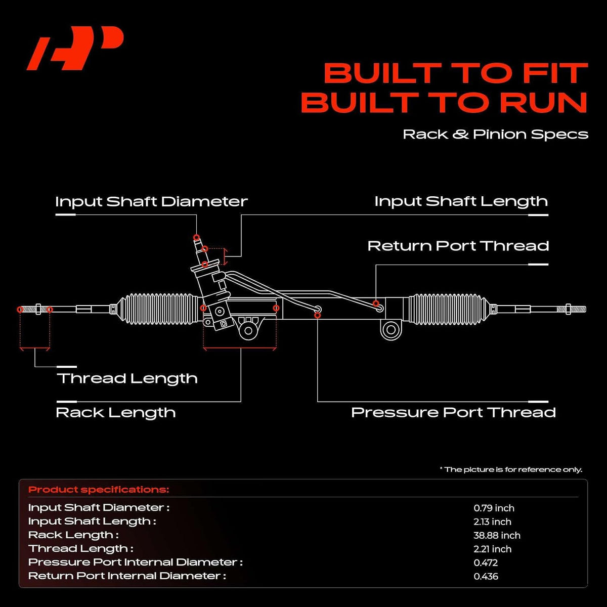 A-Premium Hydraulic Power Steering Rack and Pinion Compatible with Chevy