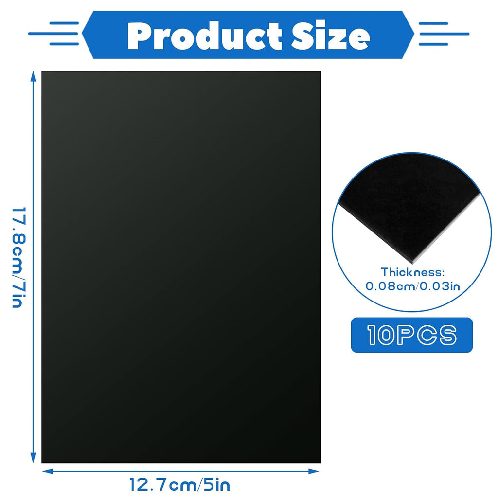 7x5x1/32inch Anodized Aluminum Sheet Metal, 10 Pack Black Aluminum Plate 0.8mm Thick Engraving Blanks for Laser