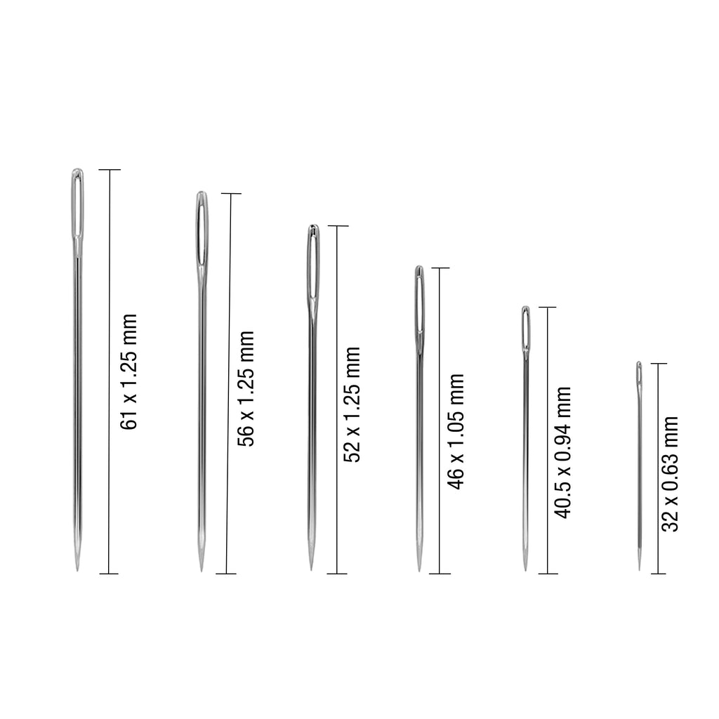 50ct Assorted Large Eye Needles for Hand Sewing, Self-Threading Sewing Needles, 6 Sizes