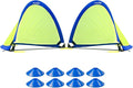 Poray Soccer Goal for Kid Easy-up Set of Two Portable Soccer Net 210D Oxford with 8 Field Marker Cones Extra Stakes