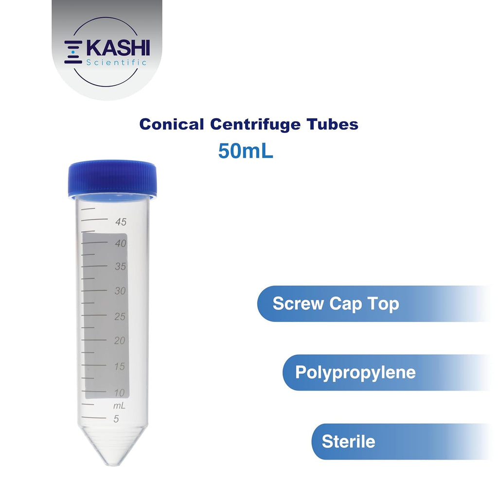 50mL Screw-Cap Conical Centrifuge Tubes, Sterile Transparent Test Tubes with Printed Graduation and Write-on Spot
