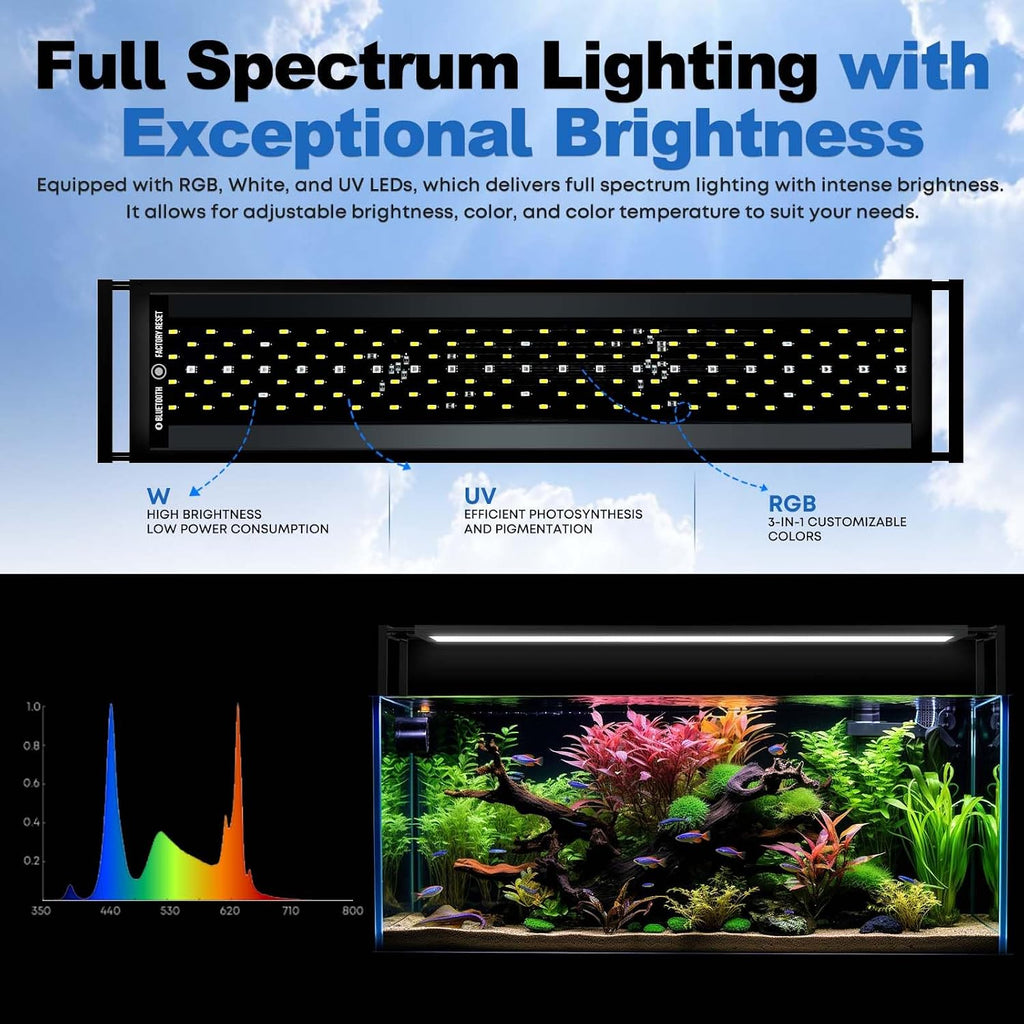 Aquarium Light 60W LED Plant Light for 35-43" Tanks, APP Control