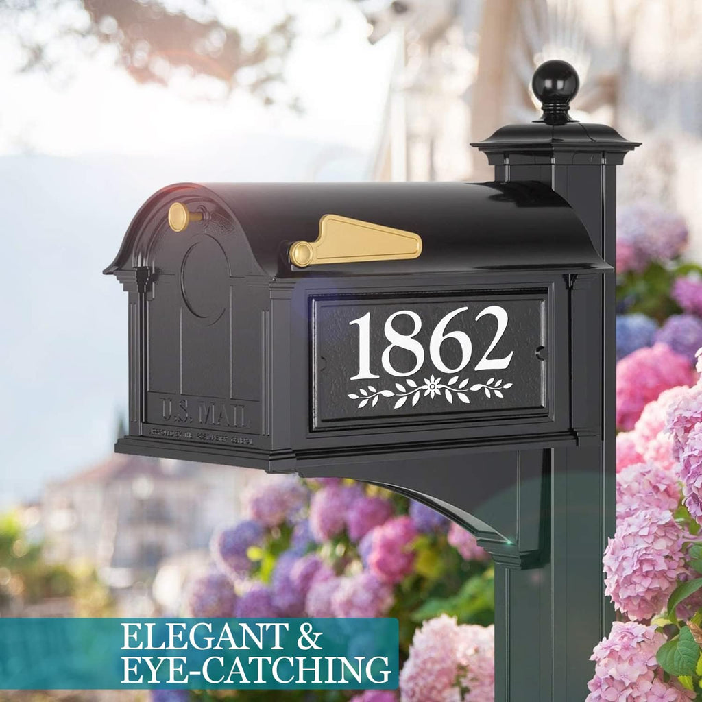 4" Reflective Mailbox Numbers Die Cut Decal Rustic Style Flowers House Number Address Sign Front Door Decal Vinyl