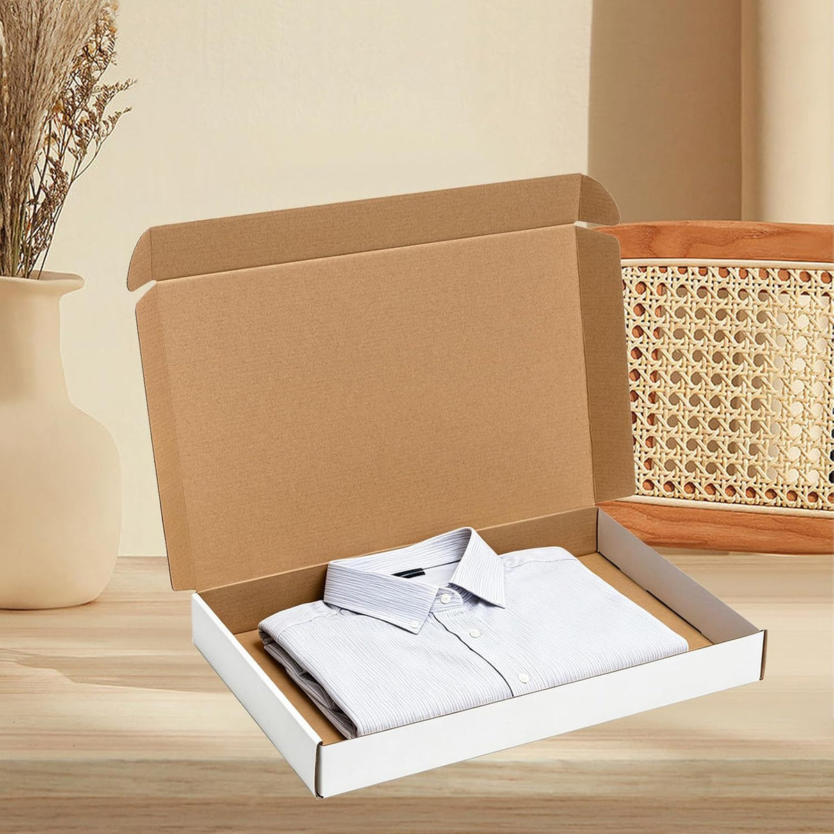 Shipping Boxes 17x11x2" 20 Pack White Corrugated Cardboard Mailer