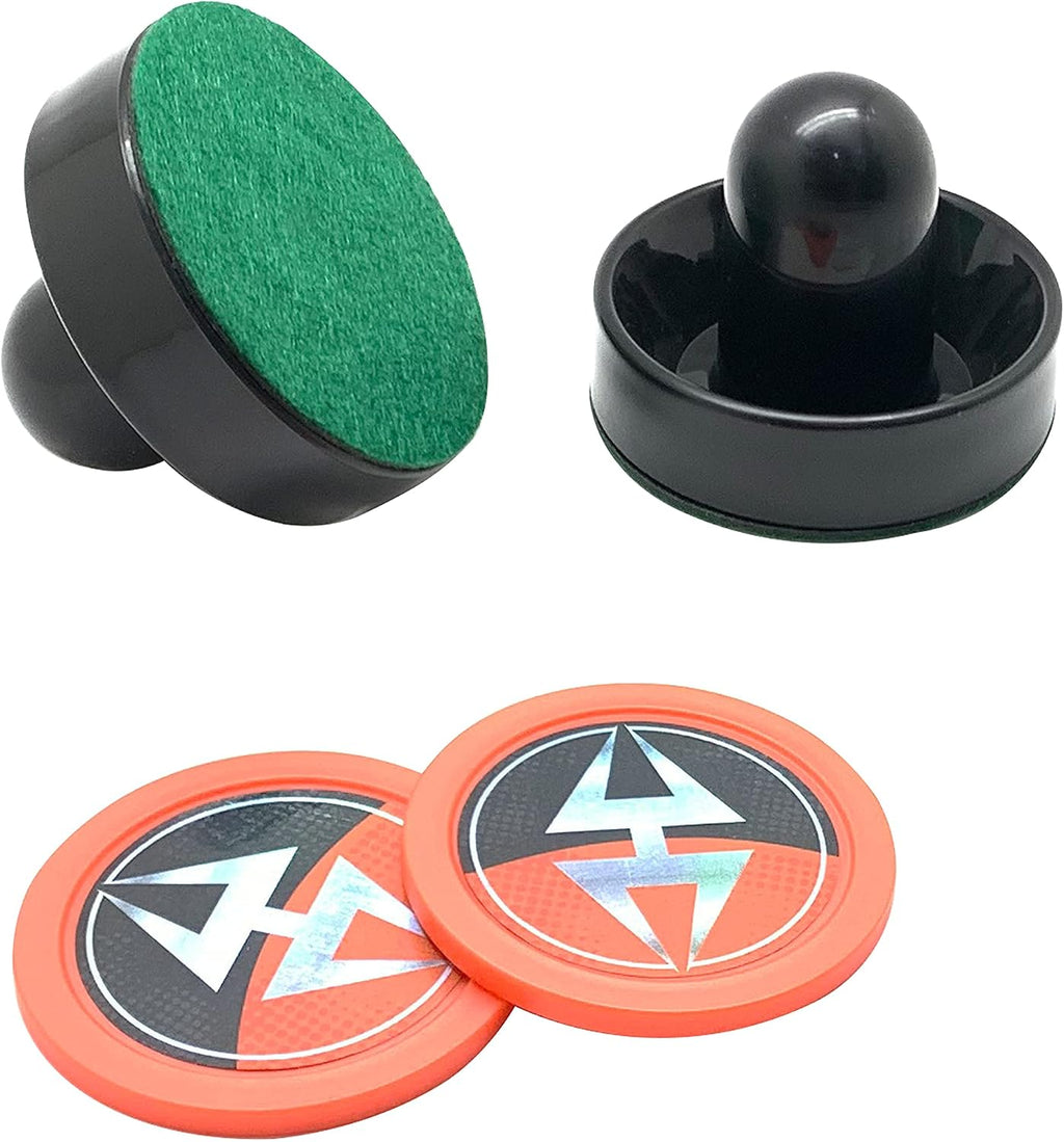 Arcade Air Hockey 3-in Strikers and 2.5-in Pucks - Black and Orange