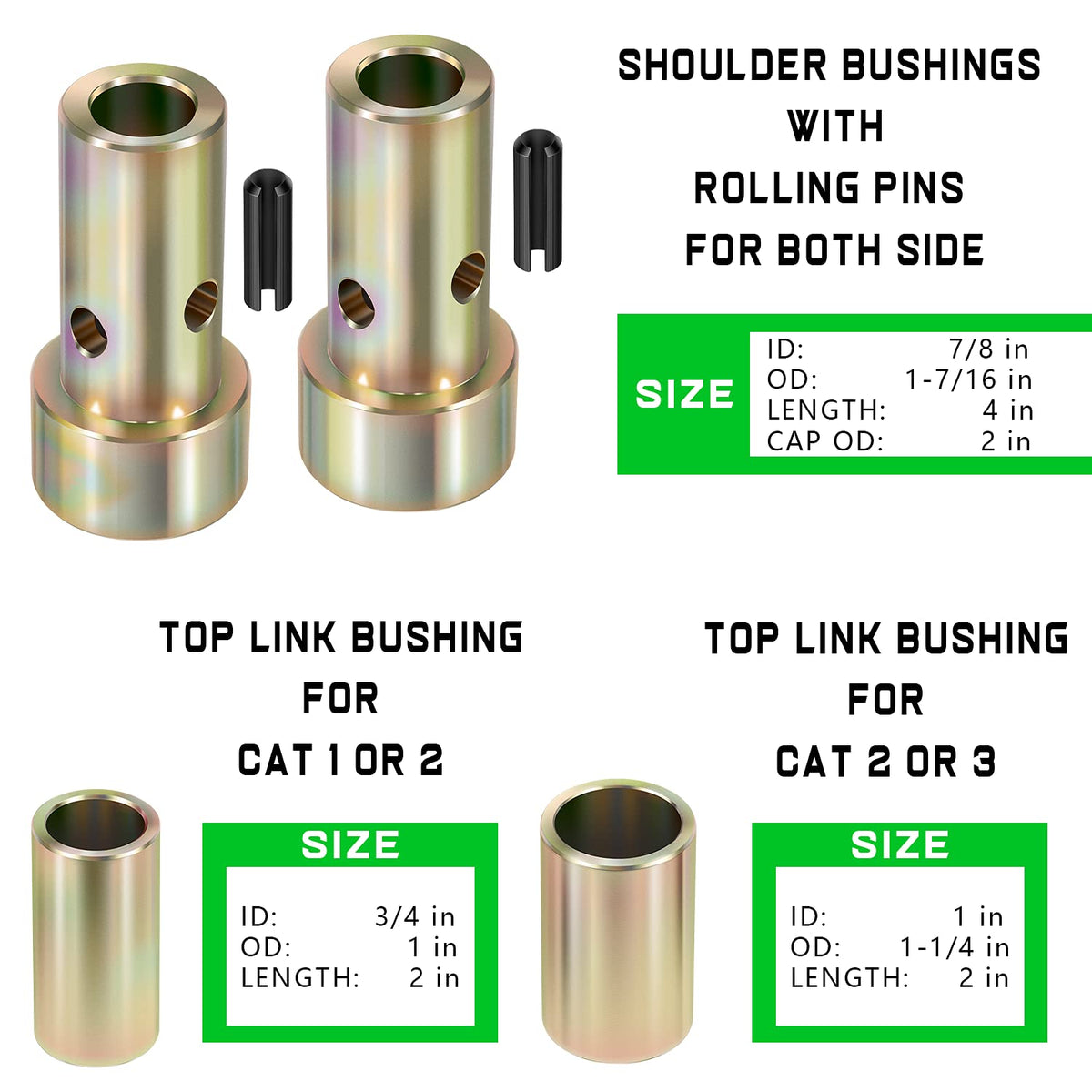 4 Packs TK95029 CAT 1 Quick Hitch Bushing Kit with Top Link and Lynch Pin