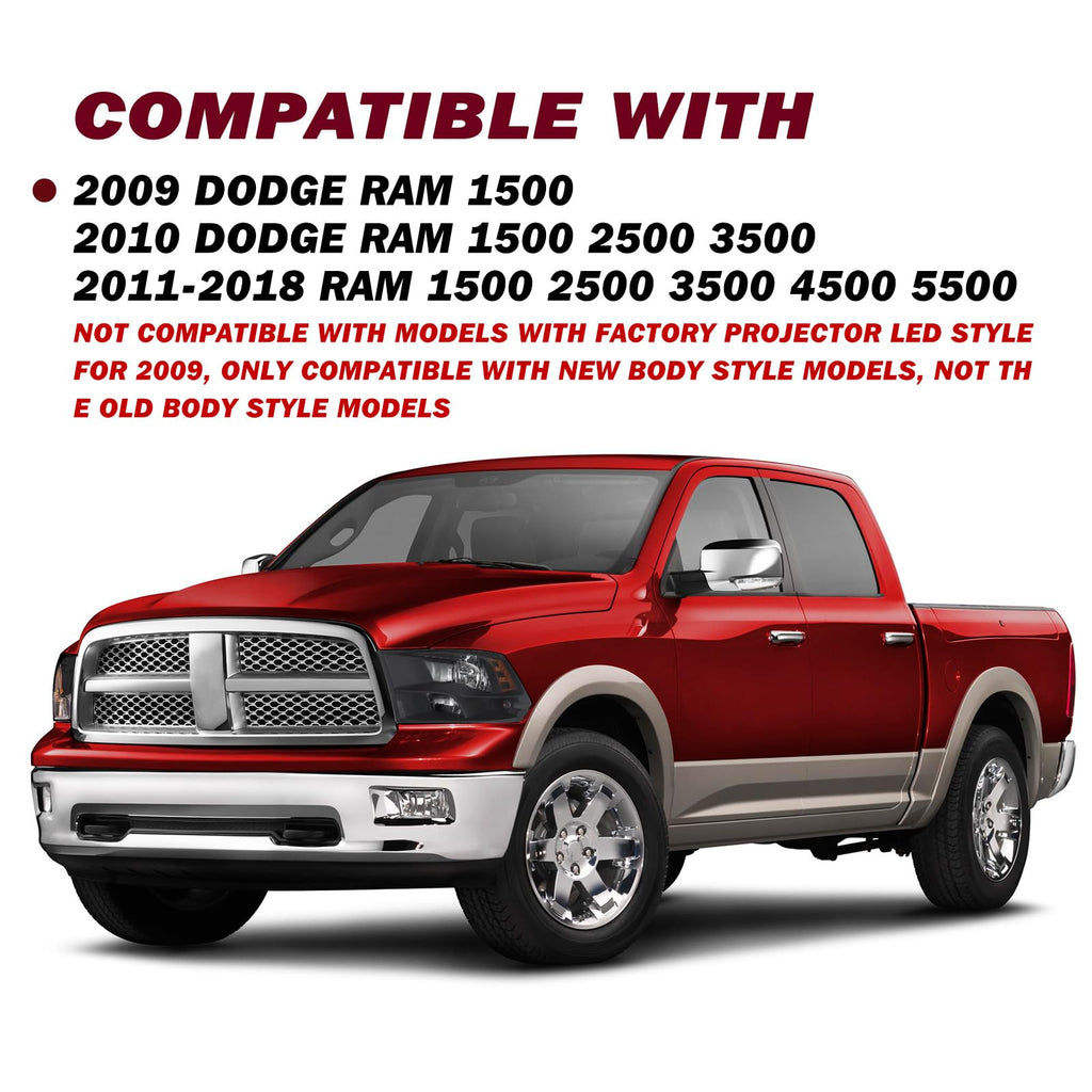 Headlight Assembly Compatible With 2009-2018 Dodge Ram