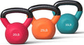 Neoprene Coated Cast Iron Kettlebells 5-30LB Set, Solid Weight Set with Wide Grip Handle and Flat Bottom, Ideal for