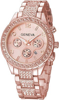 Unisex Diamond Watches Luxury Men and Women Calendar Quartz Clock Rose Gold Silver Stainless Steel Watch