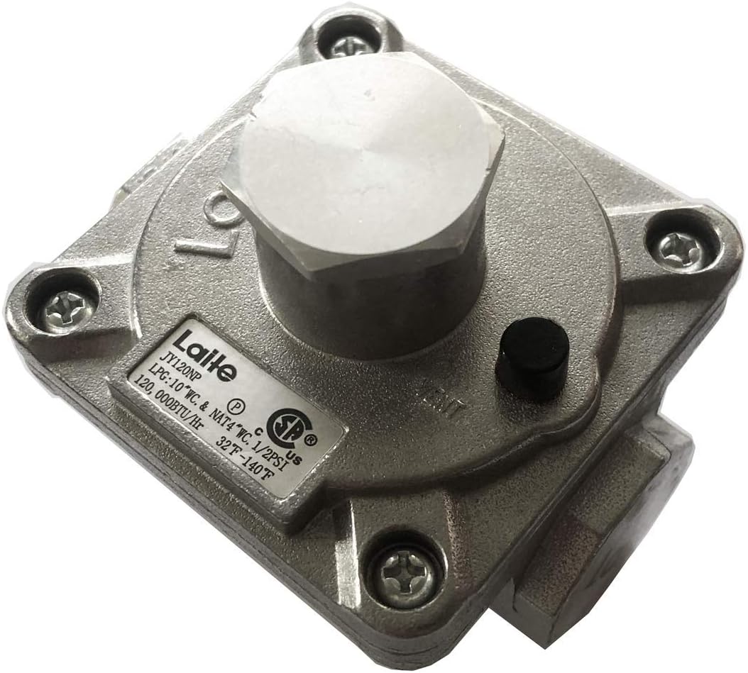 Natural Gas Grill Regulator Gas Pipe in/Out 1/2'' X 1/2"-14NPT, Max Inlet Pressure:1/2" PSI, Outlet Pressure LPG 10" NG 4" W.C, NPT Natural Gas Low Pressure Regulator