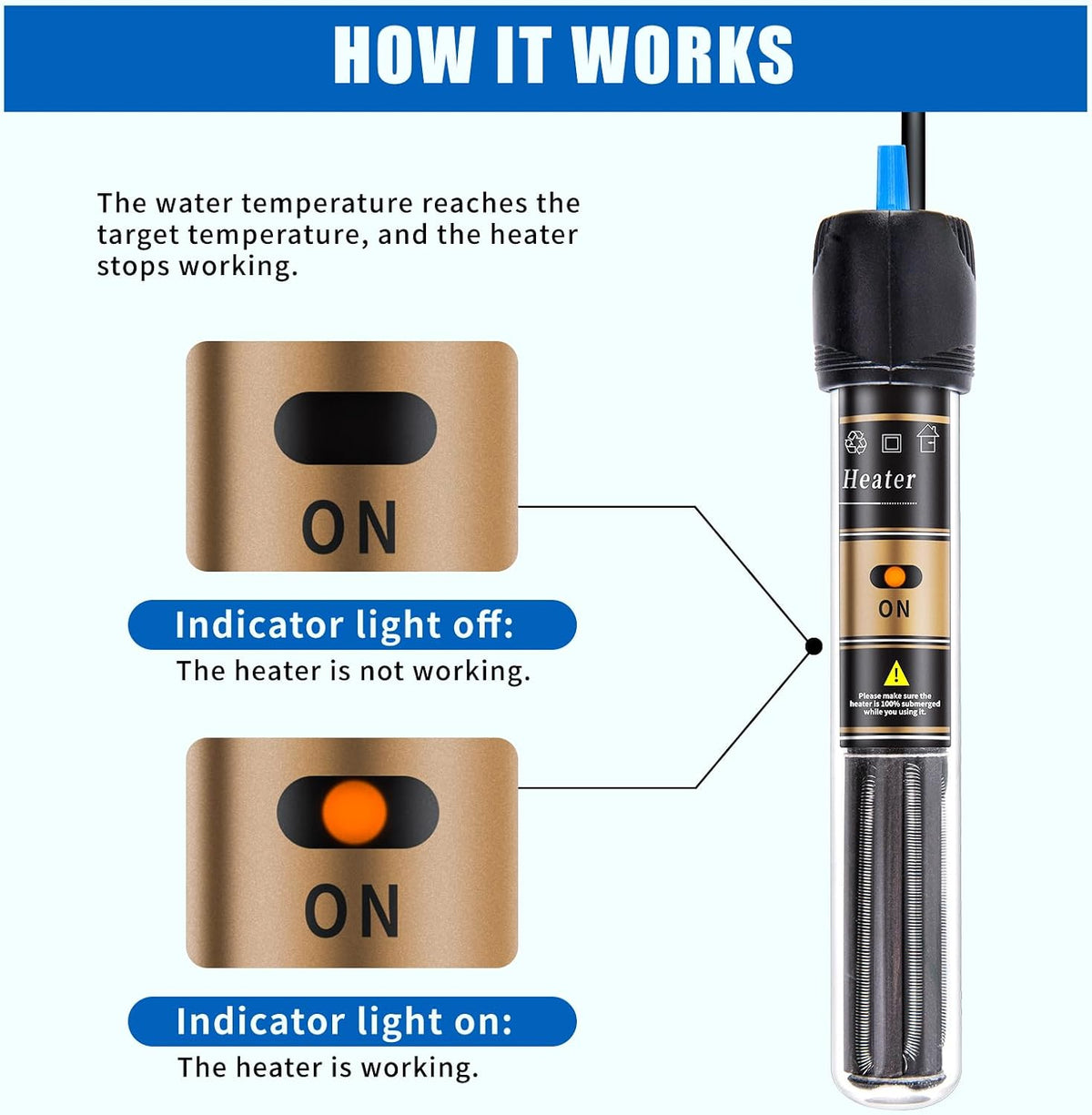 300 Watt Aquarium Fish Tank Heater with Aquarium Submersible Thermometer