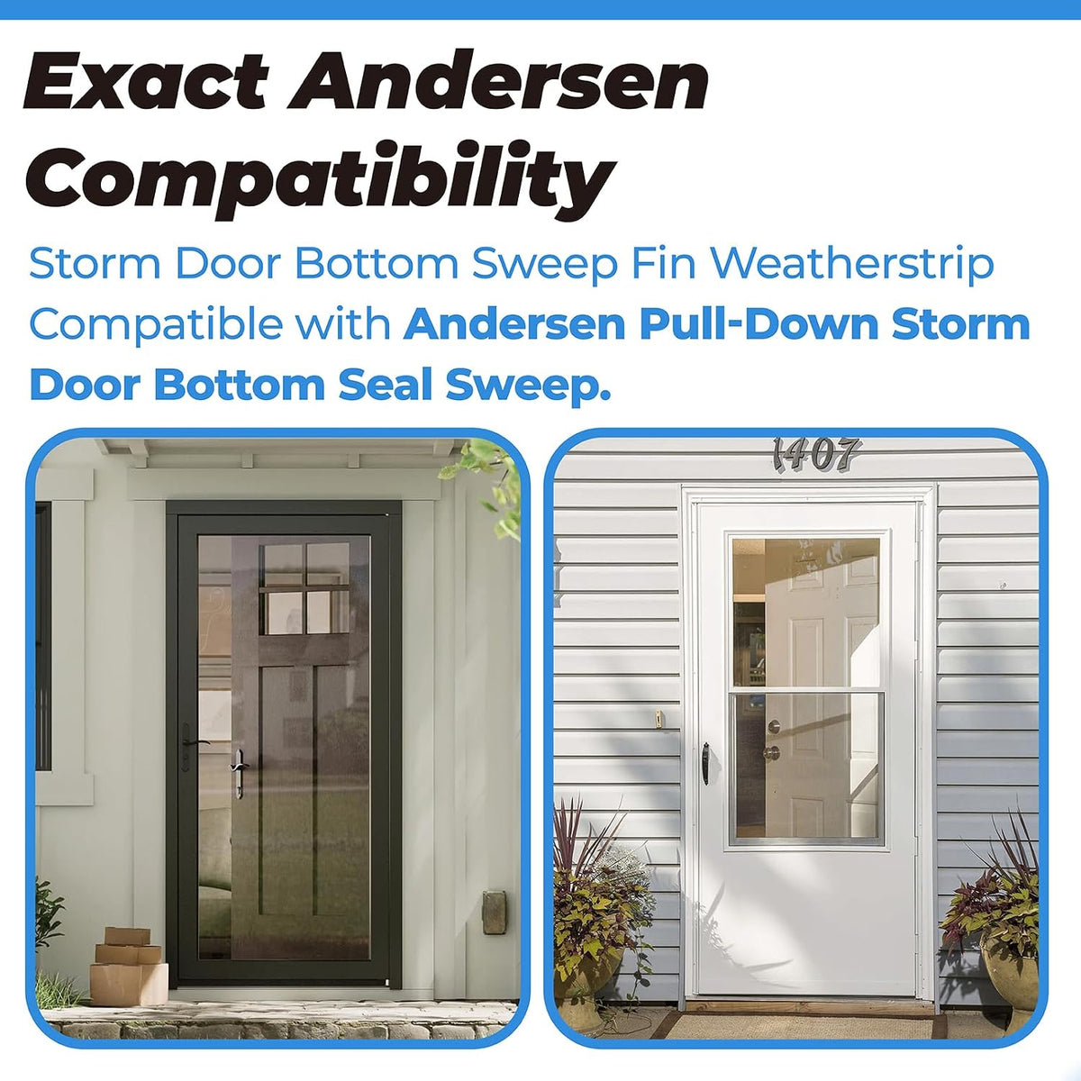 Storm Door Bottom Fin Weatherstrip for Andersen Pull-Down Door Seal Sweep