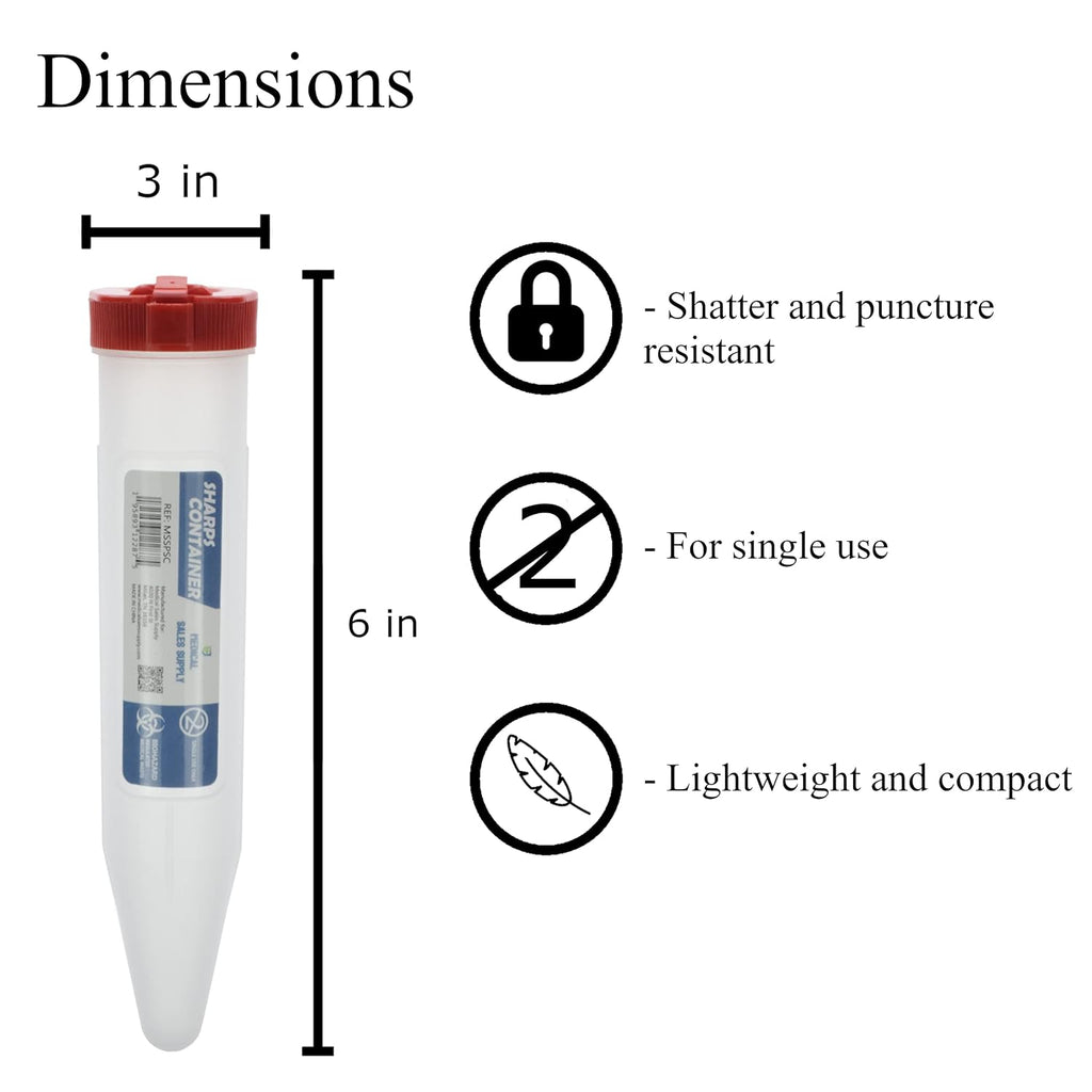 Portable First Aid Transportable Sharps Container with Locking Mechanism by Medical Sales Supply (Pack of 2)