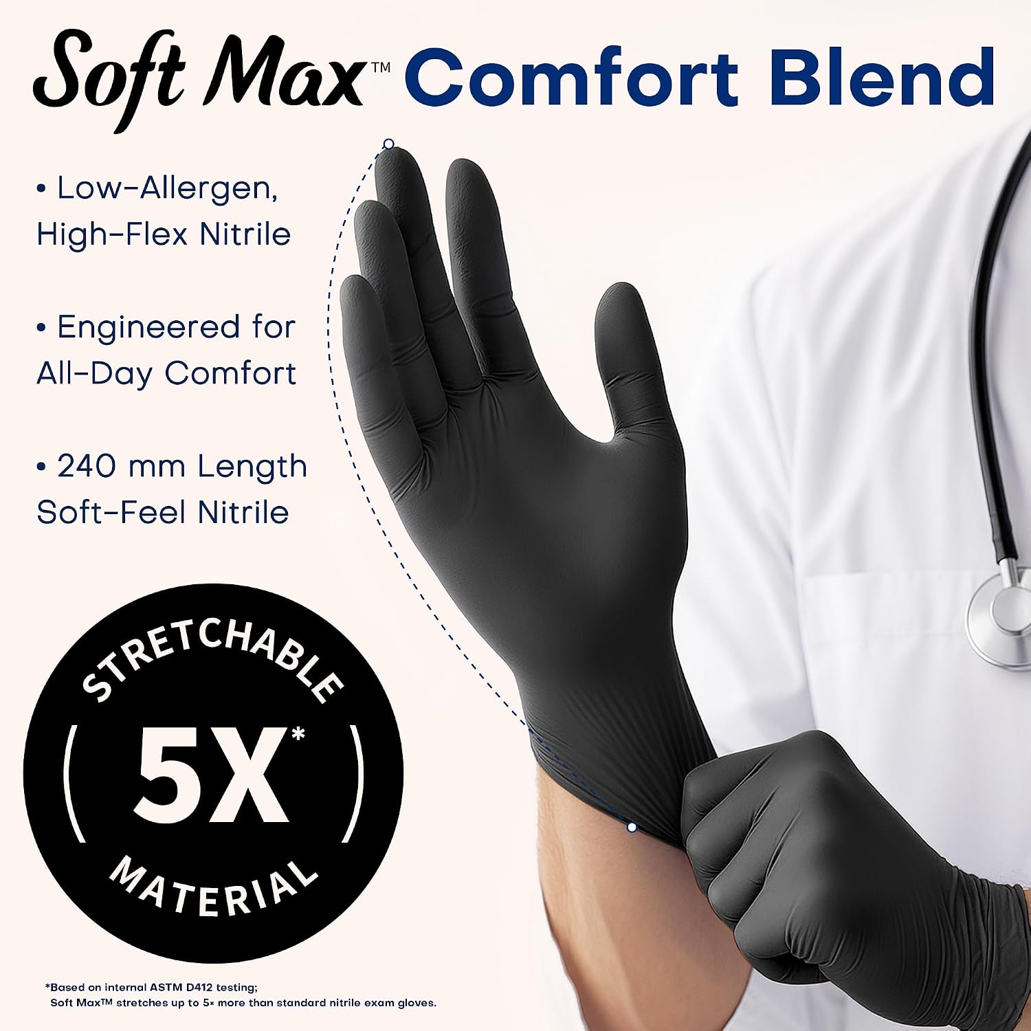 Soft Max Disposable Nitrile Exam Gloves, Powder-Free Black 100 Ct | Soft Max Disposable Nitrile Exam Gloves