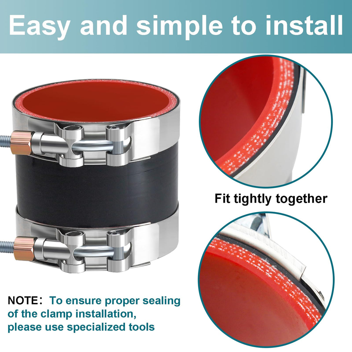 Straight ID 2.5" Silicone Hose Coupler with 2PCS T-bolt Clamps