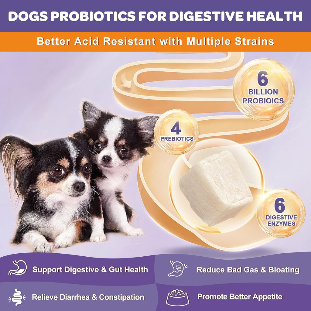 6 Billion Freeze Dried Probiotics for Dogs, 120 Bites