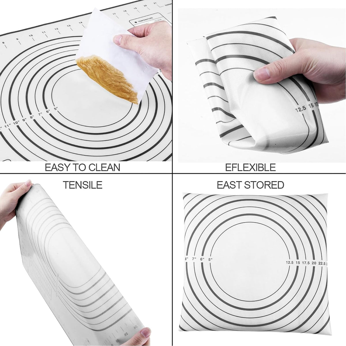 Rolling Pins, Stainless Steel Dough Roller, Rolling Pin and Silicone Baking Pastry Mat Set, Adjustable Rolling Pin