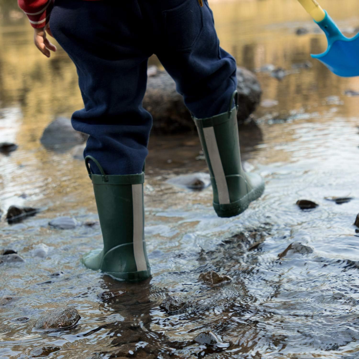 Kids Rain Boots, Waterproof Rubber Boots with Easy-on Handles | Pull on, Slip-resistant, Double Handles