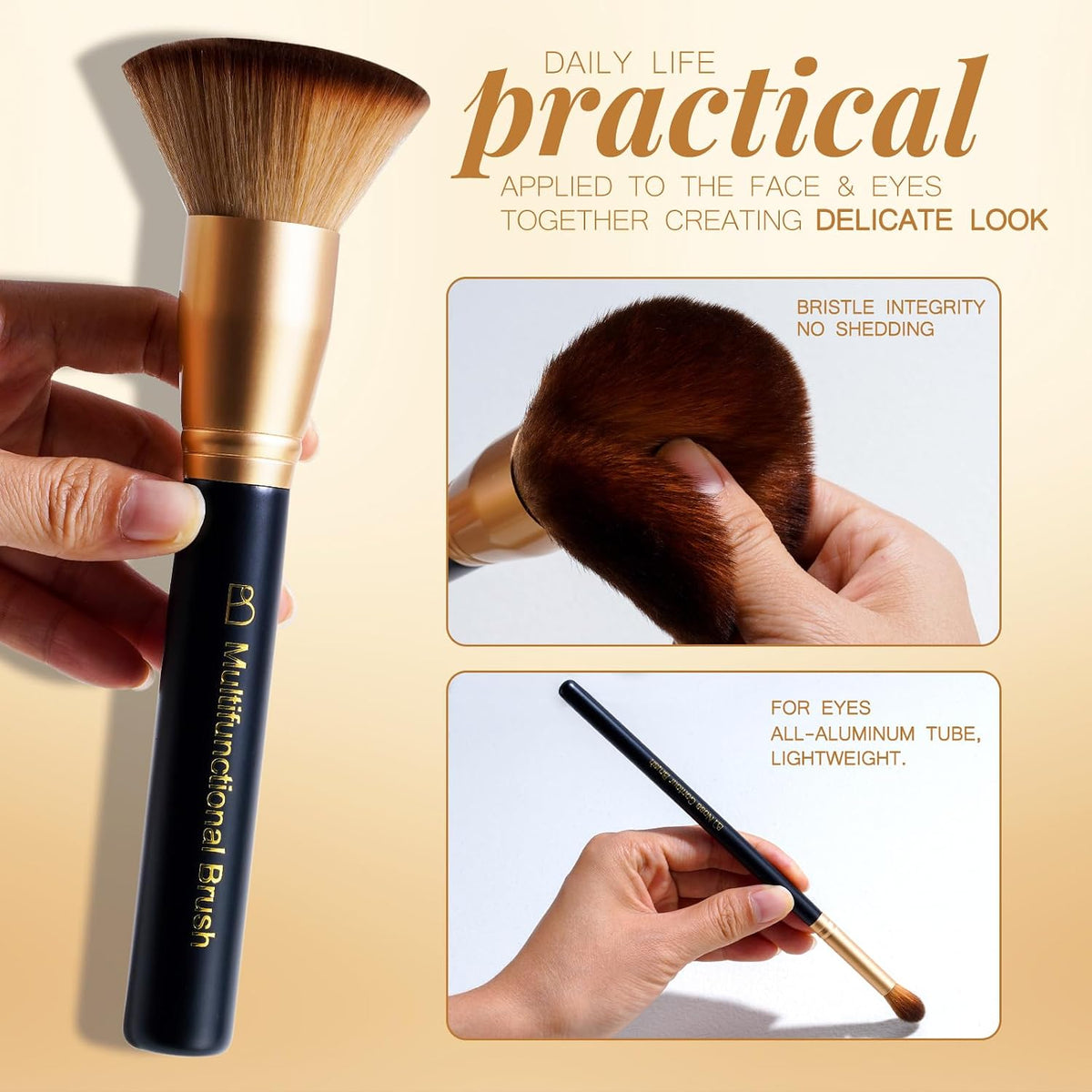 Makeup Brushes Set with Kabuki, Powder & Eyeshadow Brushes | Travel Friendly Makeup Kit with Bag | Concealer, Blush &