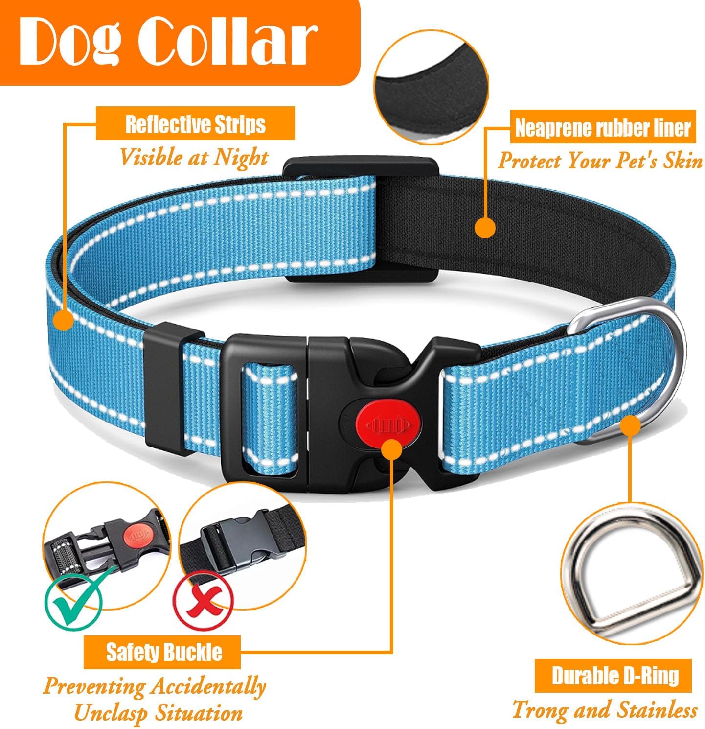 No Pull Dog Harness, Collar & Leash Set | Includes Dog Seat Belt, Collapsible Bowls & Poop Bag Dispenser. Ideal for