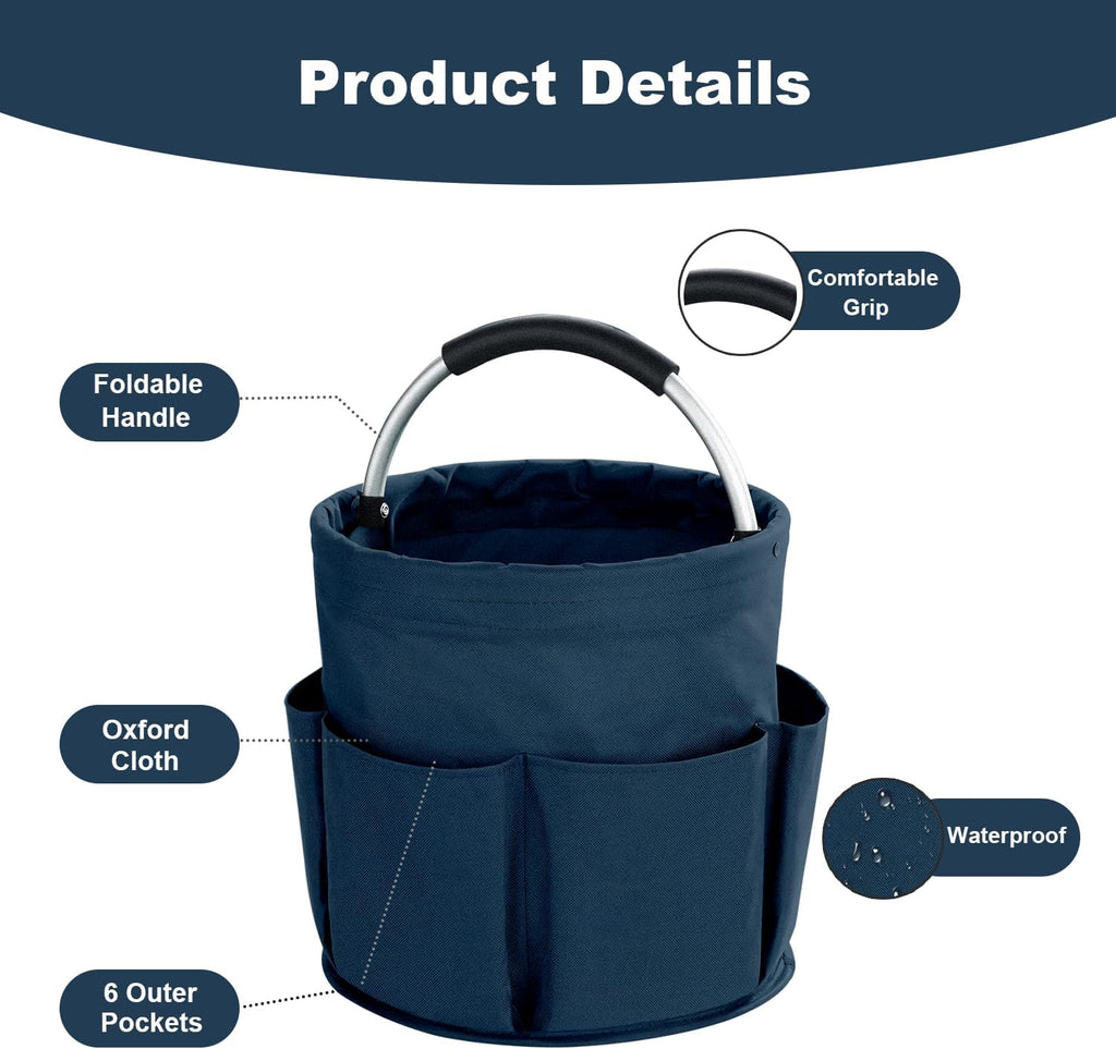 17L Cleaning Caddy with Handle, Cleaning Supplies Organizer, Foldable Storage Basket, Cleaning Supply Caddy, Portable