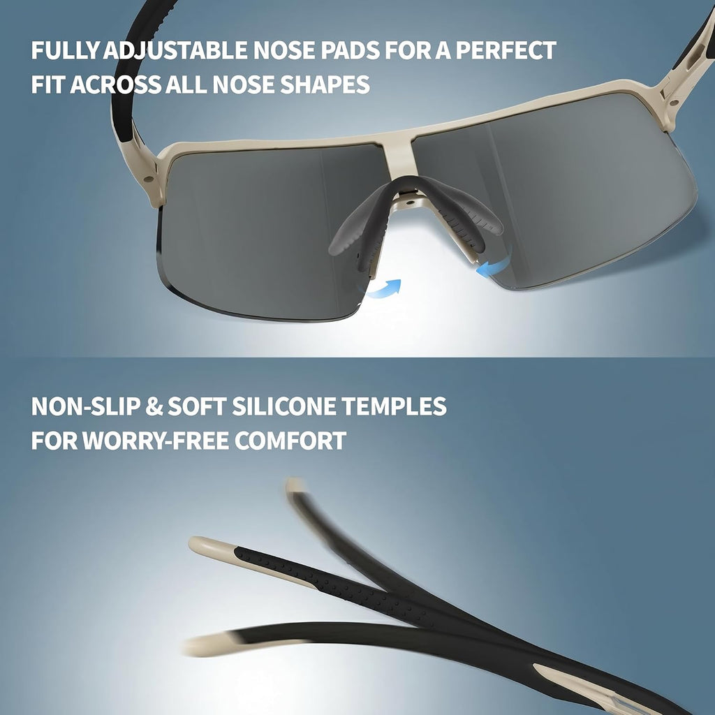 XL 150MM Polarized Sport Sunglasses for Men Women UV400 Protection | TR90 Flexible Frame, TAC Scratch-Resistant Lens