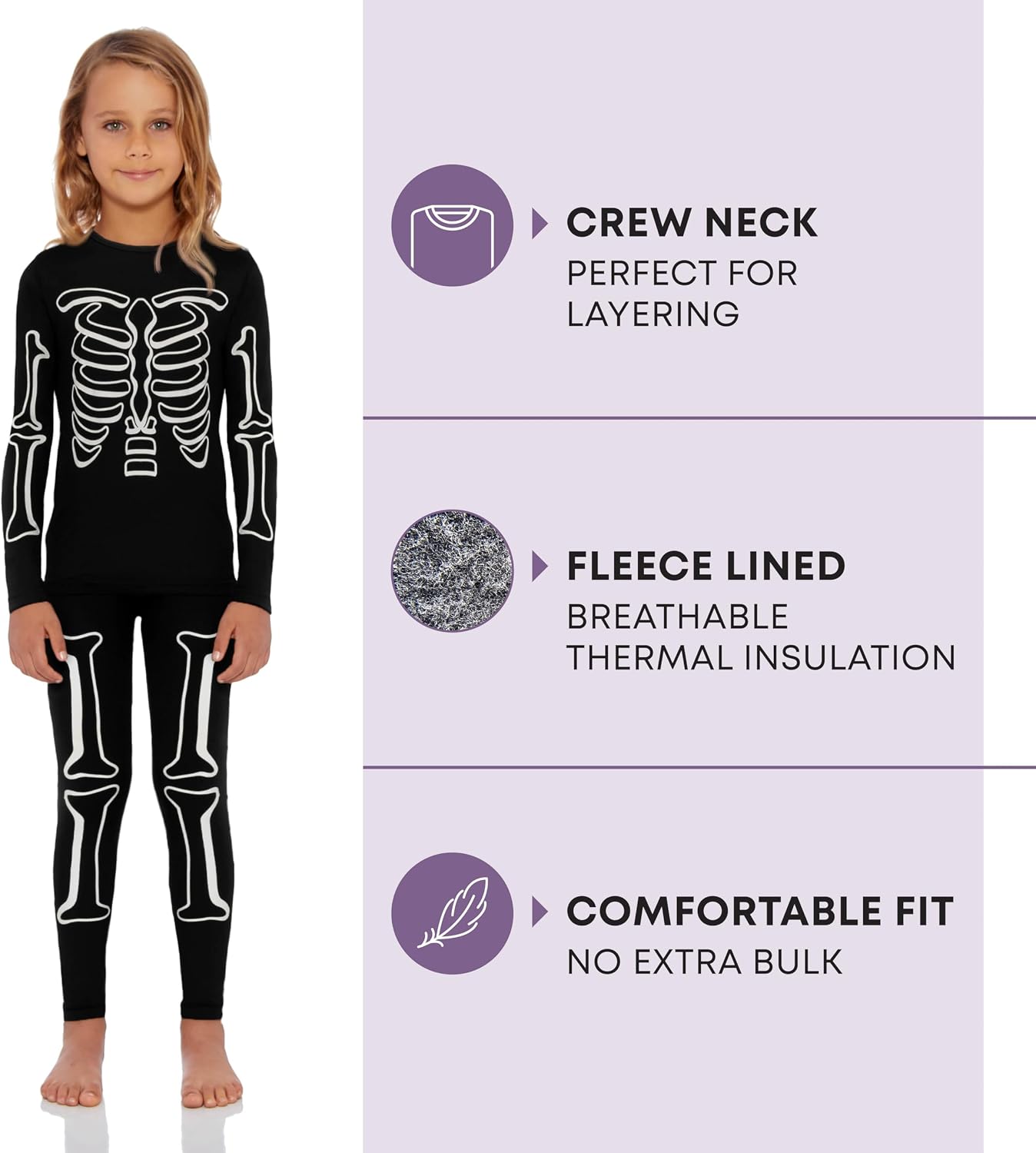 Thermal Underwear for Kids, Girls Thermals Long Johns Underwear, Base Layer for Cold weather/skiing