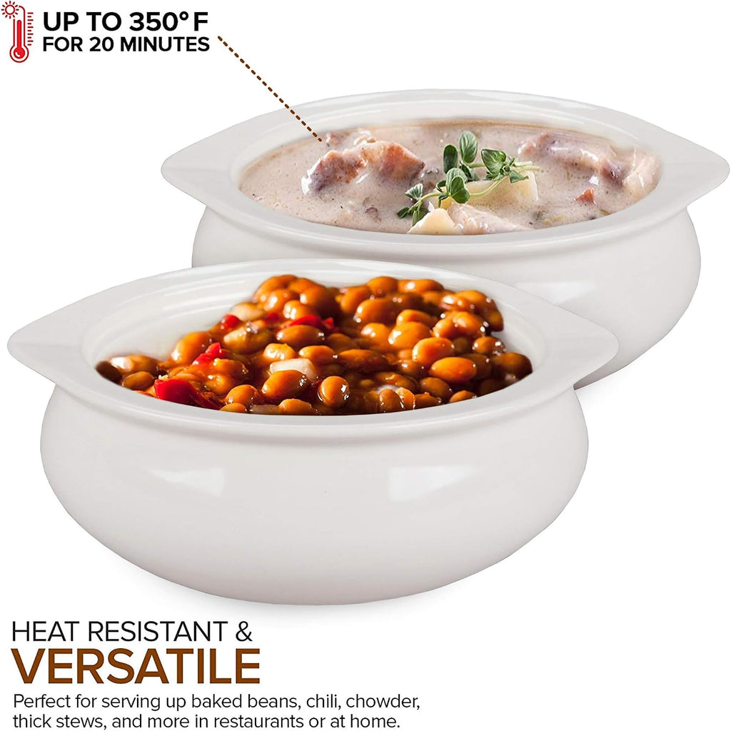 French Onion Soup Crocks 12 oz (30 Count), White Ceramic Bowls, Oven and Dishwasher Safe