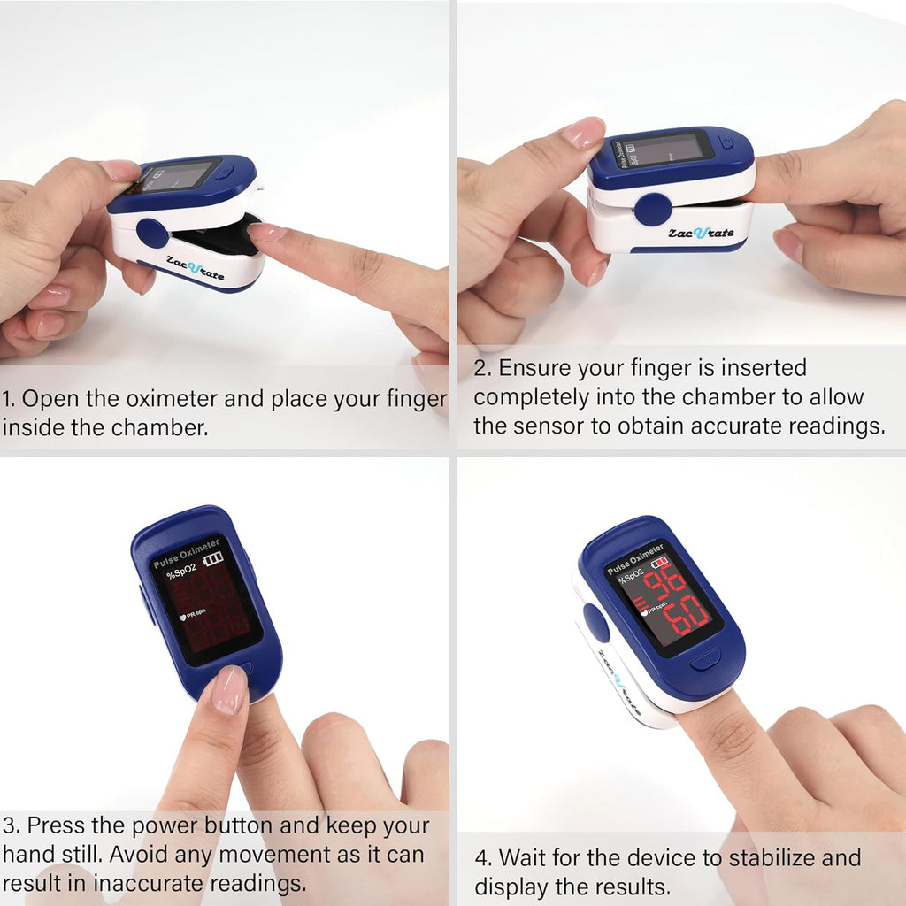500BL Fingertip Pulse Oximeter Blood Oxygen Saturation Monitor with Batteries Included (Navy Blue)
