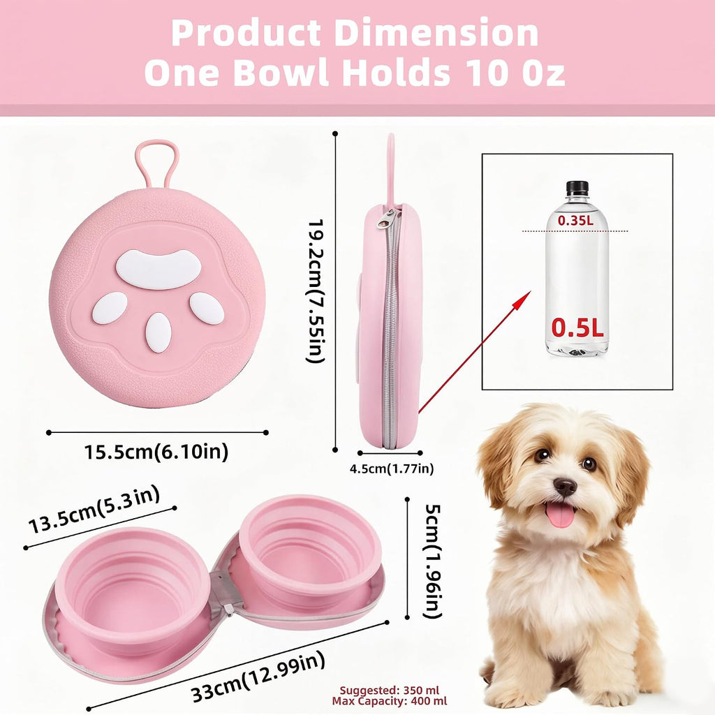 Zegcohjave 2-in-1 Collapsible Dog Bowls,Portable Dog Food and Water Bowl