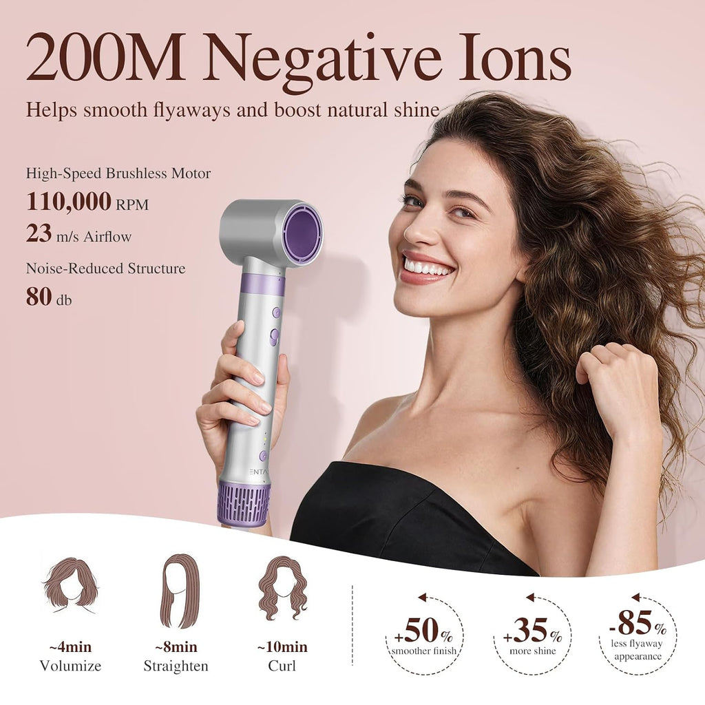 5 in 1 Hot Air Styler- Blowout Brush Hair Dryer Set for Salon Blowouts, Smooth Curls, Volumizing and Straightening