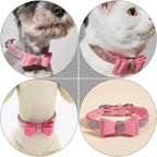 Pink Rhinestone Dog Collar with Bowknot and Leash-Ready D-Ring