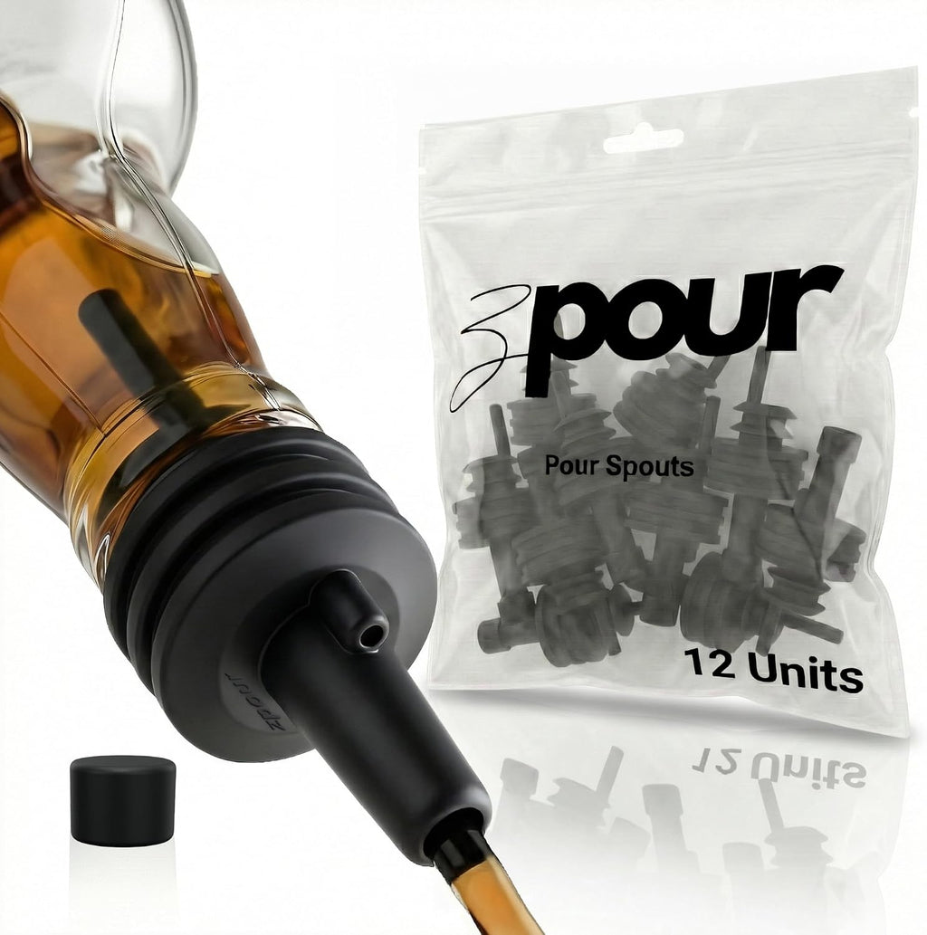 Black Premium Quality Liquor Pour Spouts Pack 12 Reusable Leakproof Bottle Tops For Bartenders And Home Use Easy Flow