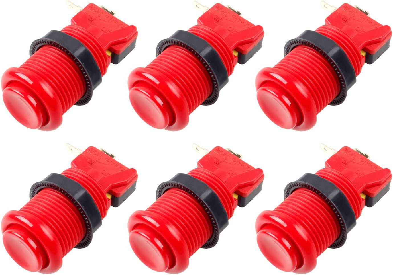 6X American Style Standard Arcade Buttons Switchable Happ Type 30mm Push Button 3/16" Terminal for Jamma Mame Kit