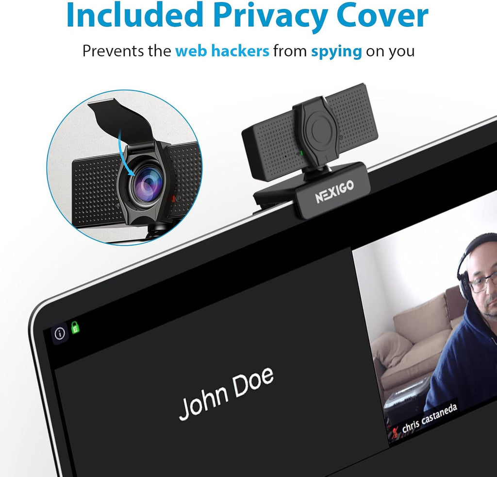 N60 1080P Webcam with Microphone, Software Control & Privacy Cover, USB HD Computer Web Camera, Plug and Play, for