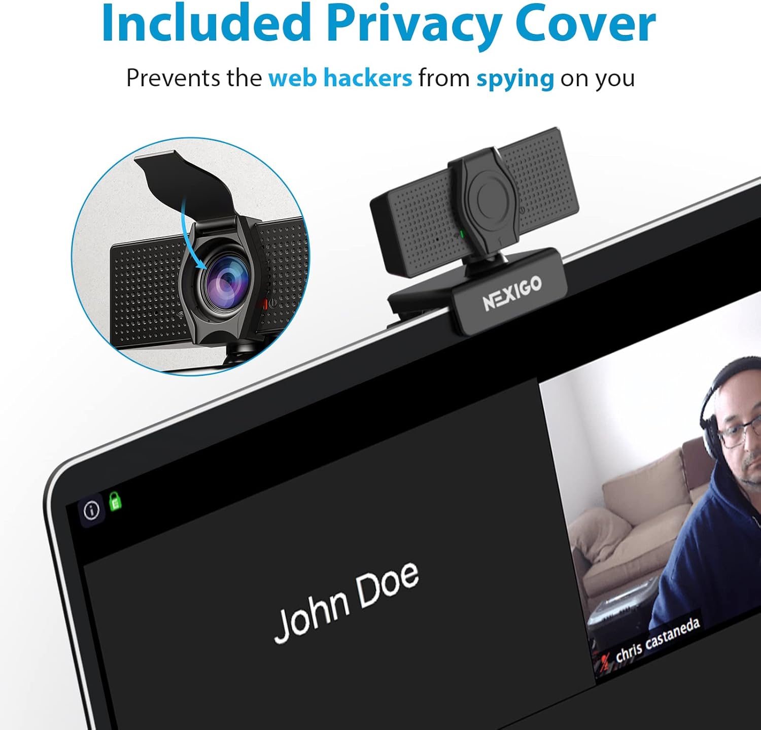 N60 1080P Webcam with Microphone, Software Control & Privacy Cover, USB HD Computer Web Camera, Plug and Play, for