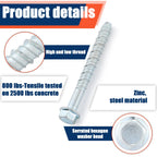 40 Pack 1/2" X 5" Concrete Anchors and Screw Kits Galvanized