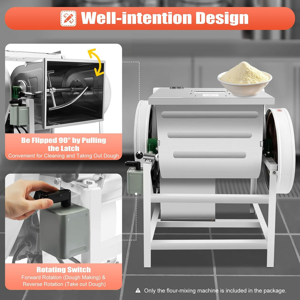 110V 1500W Commercial Electric Dough Mixer, 30QT/15KG Vertical Mixer Dough Kneader, Heavy-duty Pizza Flour Mixer