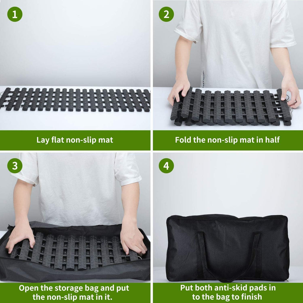 Emergency Devices 2 pcs Tire Traction Mats 39.3" (L) x 10.8" (W), Portable for Snow, Ice, Mud, and Sand Used to Car