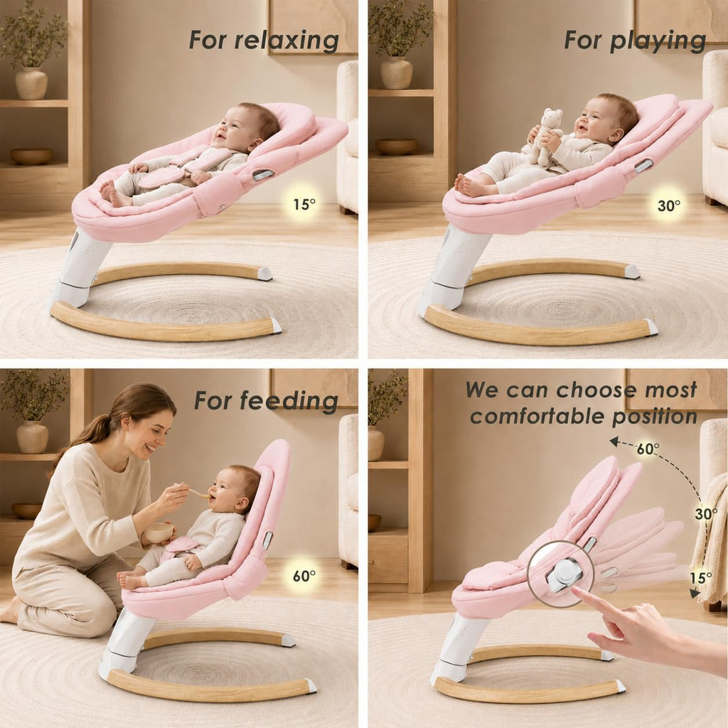 Baby Swing for Infants, Portable Electric Swing with Auto-Rocking Detection, 5 Speeds, 3 Heights, Remote Control, for